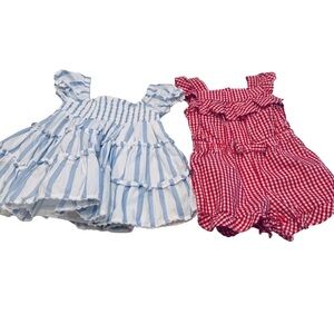 Tommy Hilfiger Baby Girl Romper & Janie & Jack Dress Sz 3 MO LOT OF 2
